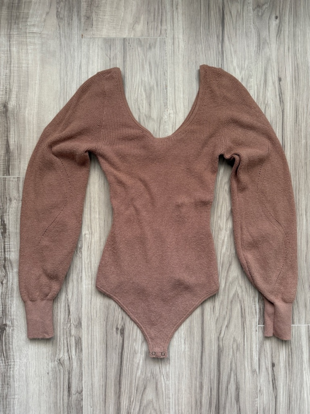Abercrombie & Fitch Brown V-Neck Knit Bodysuit Sweater